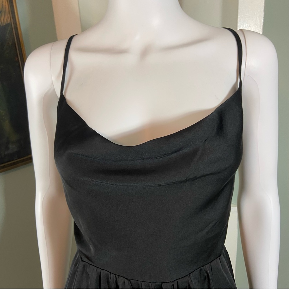 Intimately Free People Strappy Backless Lace Up Satin Black Mini Slip Dress S - Picture 6 of 14